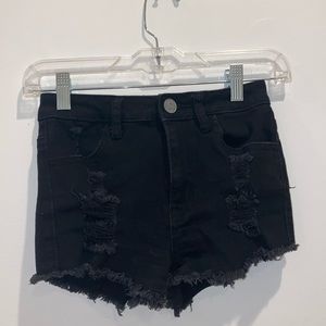 Black denim shorts